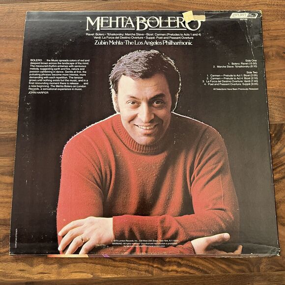 Mehta Bolero Sensational Orchestral Showpieces Vinyl LP 1972 London CS 7132 - Picture 7 of 8